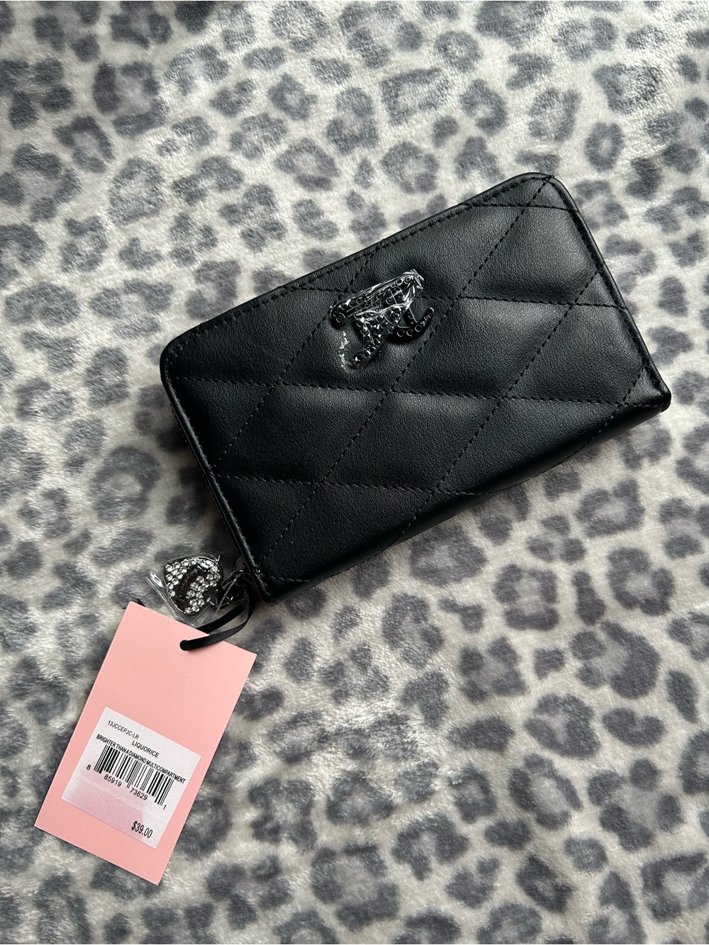 Juicy Couture Liquorice Brighter Than A Diamond Black Quilted Bifold Wallet